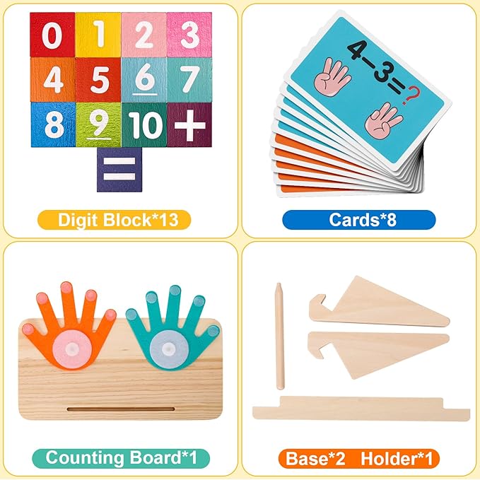 2 in 1 Math Toy for Toddlers 3 4 5 6 7,Addition and Subtraction Math Games for Kids 5-7,Math Manipulatives Kindergarten Preschool Classroom Must Haves Educational Number Blocks Learning Toys-CubbioJoy