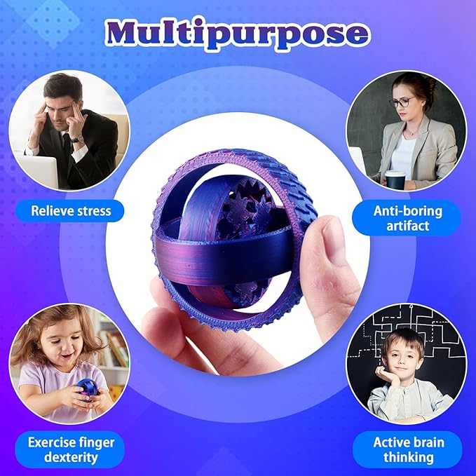 2-Pack 3D Printed Fidget Spinners for Kids & Adults - Stress Relief Toys for ADHD, Anxiety & Sensory Needs | Quiet Office Desk Toy & Party Favors - Birthday Goodie Bag Fillers for Kids-CubbioJoy