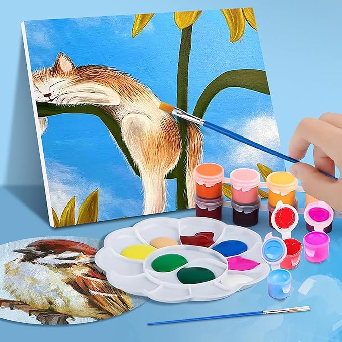 280 Pcs Washable Acrylic Paint for Kids Arts and Crafts, 20 Gouache Watercolor Paint Sets of 12 Colors for Party Classroom Painting Supplies, 20 Flat and 20 Pointed Brushes-CubbioJoy