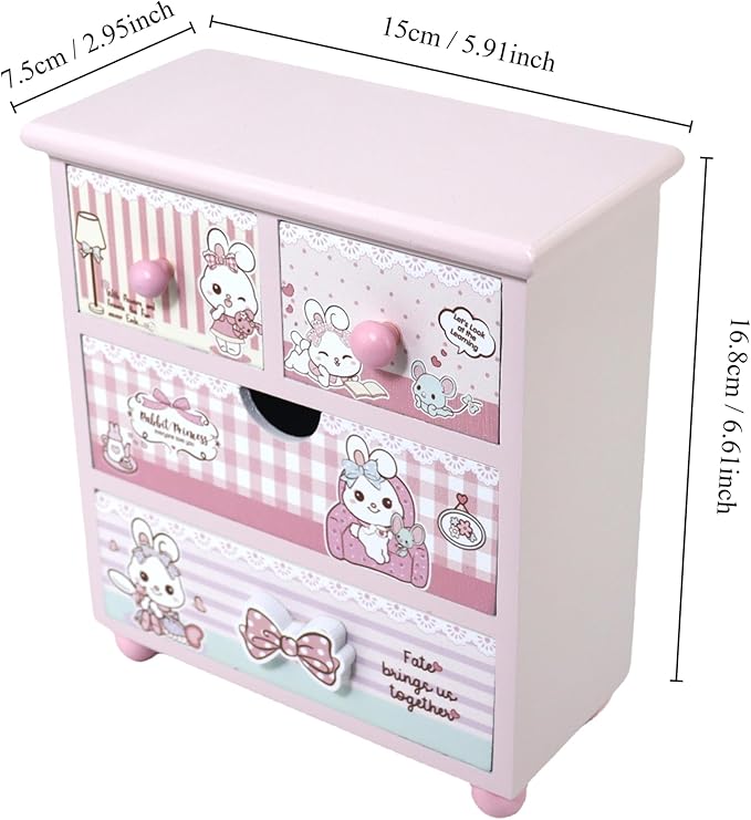 Children Jewelry Box for girls Pink Cute bunny girls jewelry box Little girl birthday christmas Gift kids jewelry box Organizer-CubbioJoy