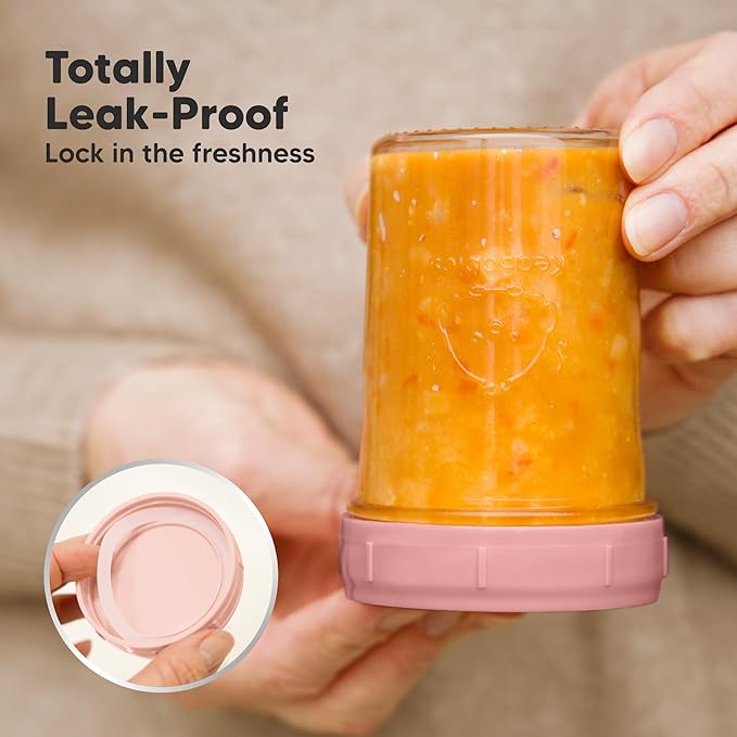 KeaBabies 4pk 8oz Glass Baby Food Containers with Lids - Leak-Proof, Microwavable Small Glass Jars, Baby Purees & Toddler Snack Storage Containers, BPA-Free, Dishwasher & Freezer Safe (Roseate)-CubbioJoy