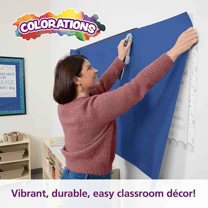 Colorations Arts and Crafts Paper Roll - 36" x 1000', Dark Blue , Dual Surface, Markers, Finger Paints, Painting, Watercolors, Acrylic Paints, Wall Art, Bulletin Board Paper, Kids Crafts-CubbioJoy