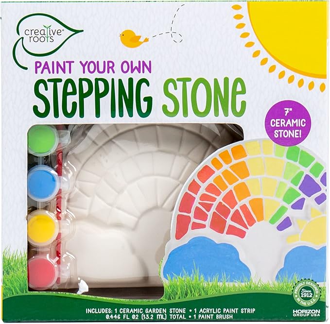Creative Roots Paint Your Own Rainbow Stepping Stone Craft Kits for Kids, Ceramics to Paint, Ages 6+-CubbioJoy
