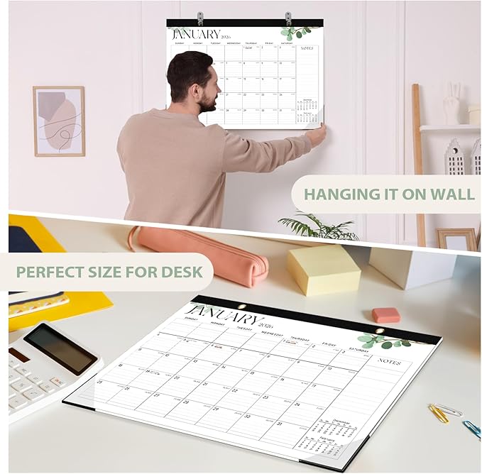 Desk Calendar 2025-2026, 18 Months (July 2025 to December 2026) - Large Size 17" x 12" Desktop/Wall Monthly Calendar with To Do List, Personal Desk Calendar Planner for Home, School, Office - Leaf-CubbioJoy