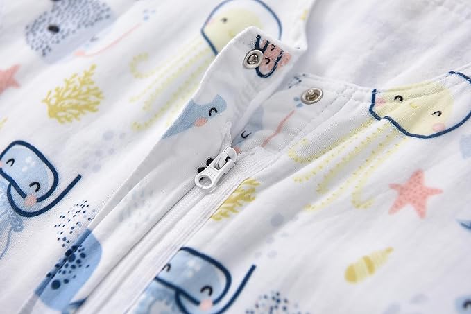 Baby Sleep Sack 1-2 T Baby Wearable Blanket 100% Organic Cotton 0.5 TOG Muslin Toddler Sleeping Sacks 2- Way Zipper Warm 12-24 Months-CubbioJoy