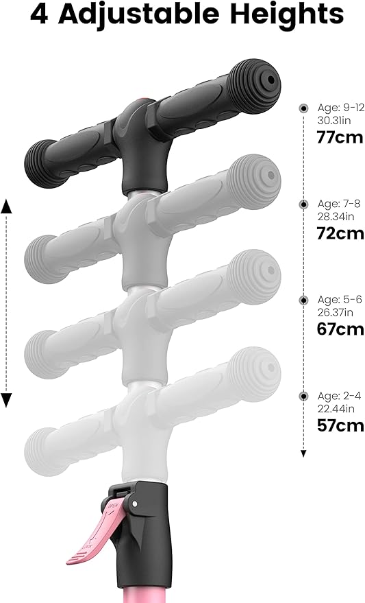 Besrey Kick Scooter for Kids Ages 3-10, 3-Wheel Folding Scooter with Adjustable Height, LED Light Wheels, Extra Wide Deck for Outdoor Activities-CubbioJoy