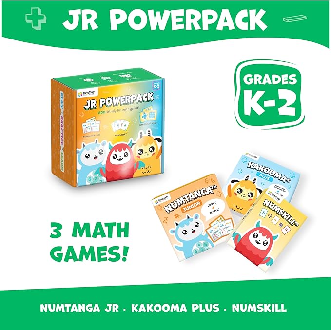 Kakooma JR PowerPack Math Games (Grades K-2) – Set of 3 Fun & Educational Card Games – Perfect for Home Learning, Fact Fluency & Enrichment-CubbioJoy