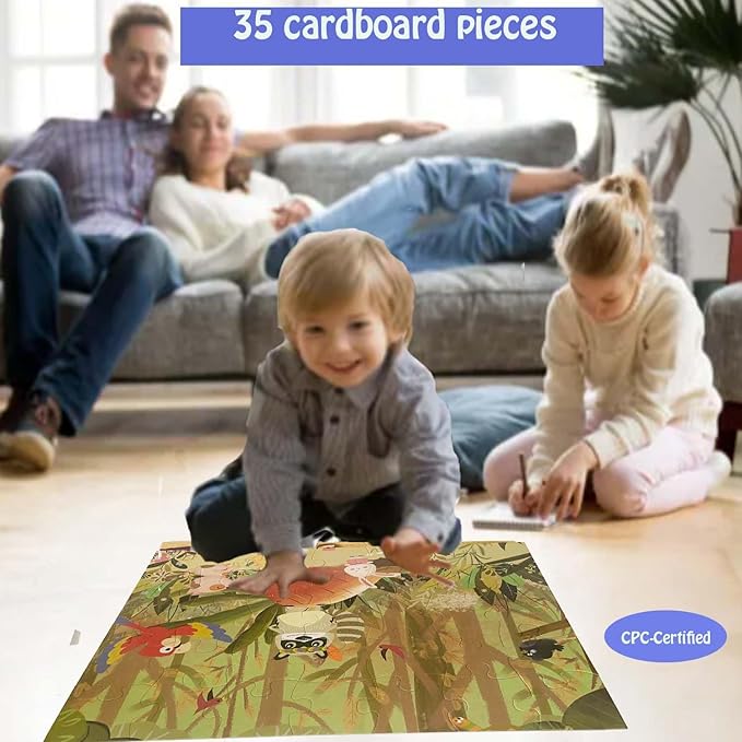 Jumbo Floor Puzzle for Kids, Large Jigsaw Puzzles 35 Piece for Kids Ages 3-5,Preschool Learning & Education Toys, Gifts for 4-8 Year Old Boys and Girls (Forest Animals 2)-CubbioJoy
