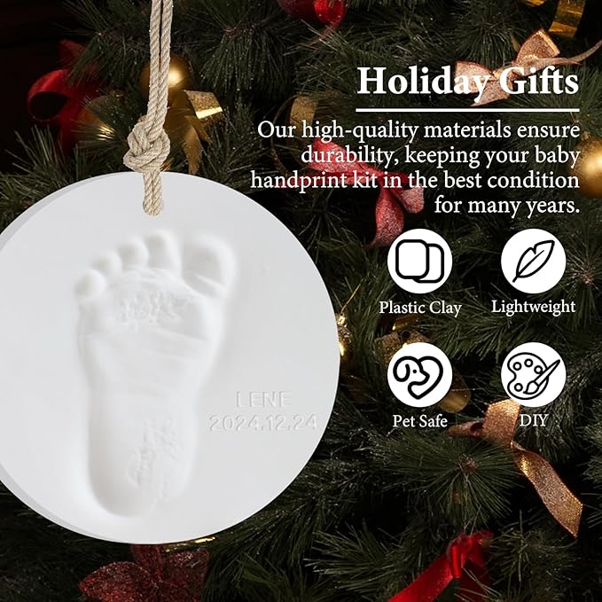 Baby Handprint Footprint Keepsake Ornament Kit, Personalized Baby Foot Printing Kit for Newborn Clay Impression Handmade DIY Imagination to Create-CubbioJoy