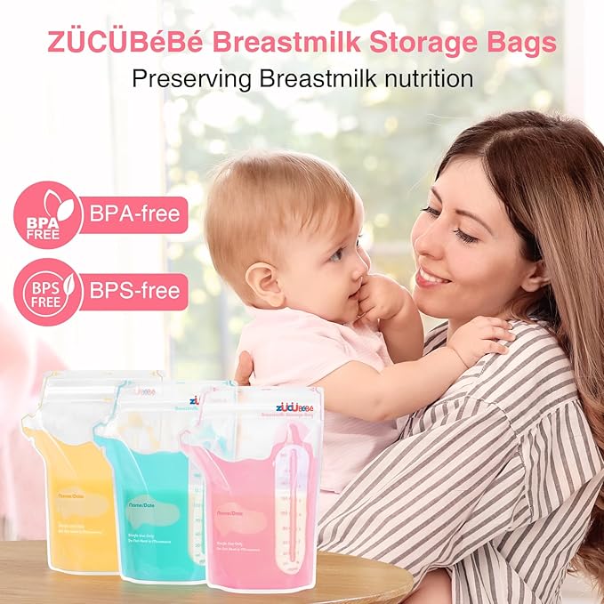 Breastmilk Storage Bags(180 Count)，8oz Milk Storage Bags for Breastfeeding，BPA Free with Easy Pour Spout, Self Standing, for Refrigeration and Freezing-CubbioJoy