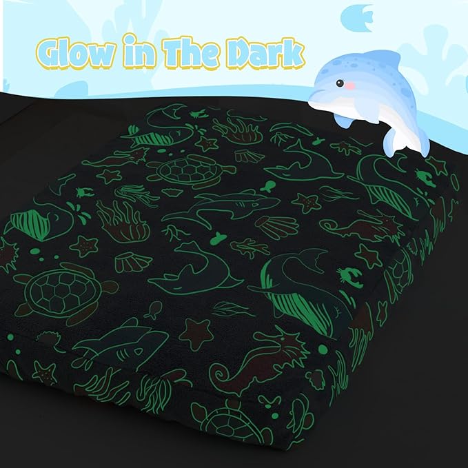 COMAX Kids Bean Bag Chair Turn into Beanbag Bed, Toddler Bean Chair for Girl Boy Sleeping, Lazy Children Bean Bags with Filler, Convertible Child Floor Mattress, Ocean Life-CubbioJoy