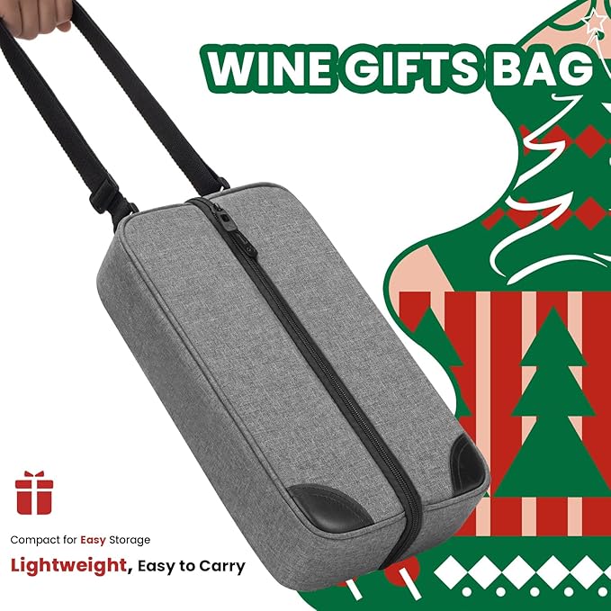 ALLCAMP Wine Bag - Insulated Cooler Bag with Wine Glasses, Bottle Opener & Wine Accessories for Wine Lovers - Portable Wine Gift Bag for Travel, Picnics, and Gift Ideas(Gray)-CubbioJoy