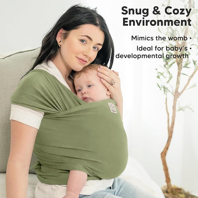 KeaBabies Baby Wrap Carrier - All in 1 Original Baby Carrier Newborn to Toddler Sling, Easy to Wear, Hands Free Bonding, Lightweight, Breathable Infant Wraps (Dusty Olive)-CubbioJoy