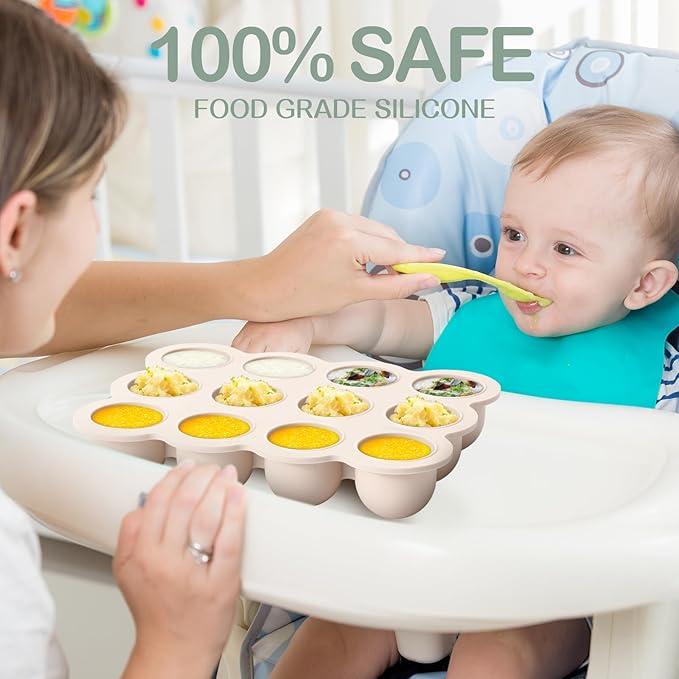 3 Pcs Baby Food Storage Container 12 Cup Silicone Baby Food Freezer Tray with Lid Stackable Reusable Silicone Freezer Tray for Food Vegetable Fruit Puree and Breast Milk(Colorful)-CubbioJoy