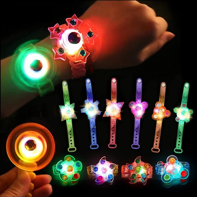 30PCS Spinner Bracelets Light Up Party Favors For Kids 4-8-12, Glow Bracelet Glow in The Dark Party Supplies Light Up Toys, Classroom Kids Prizes Goodie Bag Stuffers, Easter Egg Fillers Gift (30)-CubbioJoy