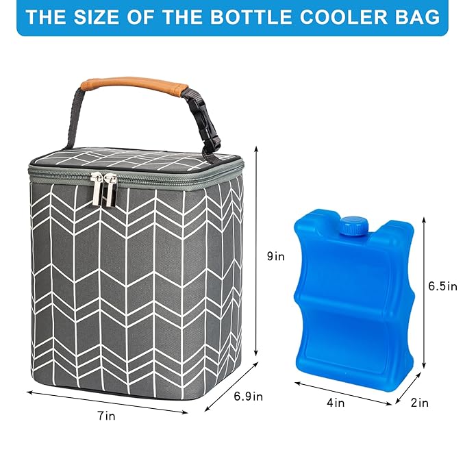 BreastMilk Cooler Bag with Ice Pack Fits 4 Baby Bottles Up to 9 Ounce, Large Baby Bottle Bag Fits for Nursing Mom Daycare-CubbioJoy