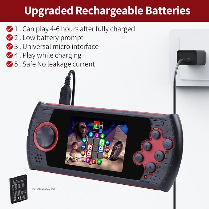 16 Bit Handheld Game for Kids Built-in 230 HD Classic Retro Video Games USB Rechargeable 3.0 Inch Childrens Travel Electronics Toys Portable Gaming Player System Gift for Boys Girls Ages 4-8-12-CubbioJoy