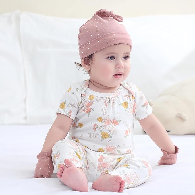 Baby Hats Mittens and Socks Set Cotton Newborn Hat Beanie Soft Infant Girls Boys Caps Gloves 0-6 month-CubbioJoy