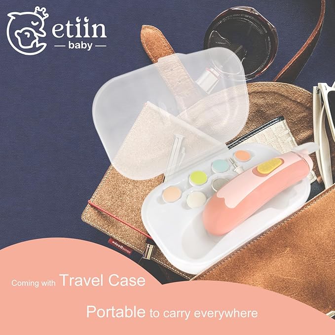 Baby Nail Trimmer Electric | Safe + Easy Baby Nail Trimmer, Baby Nail Clippers + Nail Filer Buffer, Trim Polish Grooming kits for Newborn Toddler or Adults’ Nails, 7 Grinding Heads and LED Light-CubbioJoy