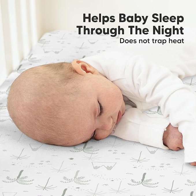 KeaBabies 2-Pack Organic Crib Sheets for Boys, Girls - 52x28 Fitted Crib Mattress Sheet Neutral, Breathable Jersey Cotton Cover for Baby Bed, Toddler Mattress, Soft & Cute Prints (DinoDood)-CubbioJoy