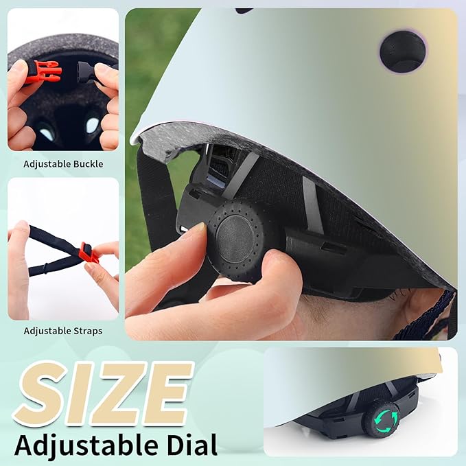 Adjustable Kids Bike Helmet with Knee & Elbow Pads Set, Color Gradient Design for Boys and Girls Aged 3-14+, for Skateboarding, Scooter, Roller & Inline Skating, Longboard-CubbioJoy