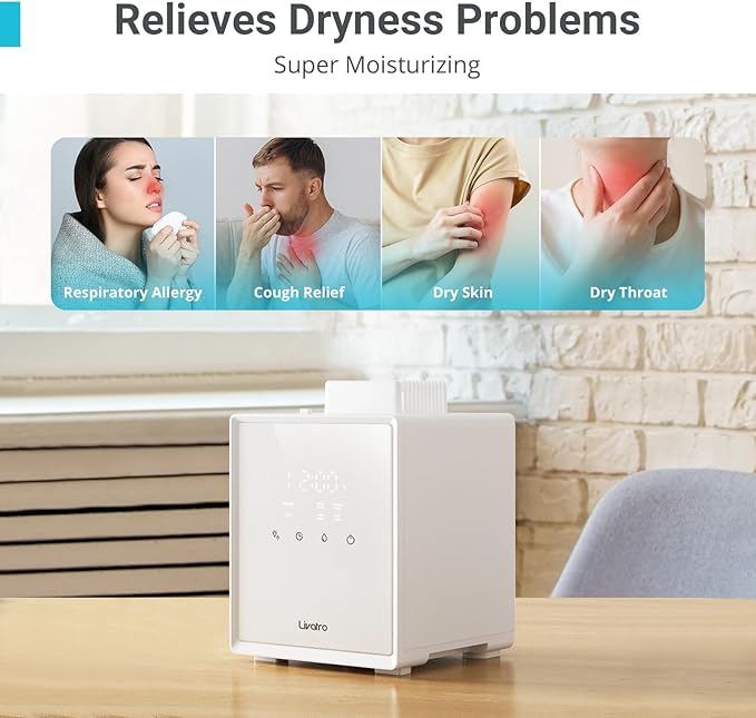 3L Stainless Steel Warm Mist Humidifier with Easy Clean and Warm Steam Function, Healthy Air Mist Humidifiers for Bedroom Living Room, with Sleep Mode and Auto-off Setting-CubbioJoy