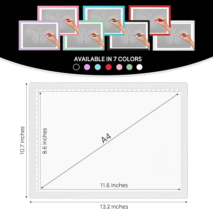 iVyne Corded Light Pad for Weeding Vinyl - A4 Light Box for Drawing - Light Board for Tracing - Light Box for Diamond Painting, Weeding Vinyl, Sketching, Tracing (White)-CubbioJoy