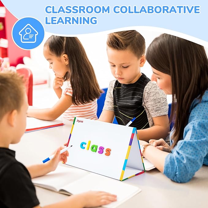JoyCat Classroom Magnetic Letters Kit 248 Pcs with Double-Side 3D Foldable Magnetic Board - Foam Alphabet Letters&Numbers for Kids Spelling and Learning, Letter Board Tabletop Easel-CubbioJoy