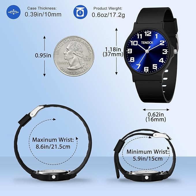 Kids Analog Watch Boys Girls, 30M Waterproof, Sports Watch for Boys, Easy to Read Children's Thin Dial Wrist Watches with Soft Band, for Ages 5-15 Kids Great Birthday Gifts Christmas Day-CubbioJoy