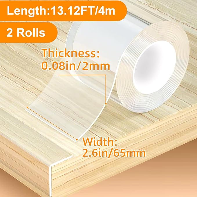 2 Rolls Clear Soft Corner Protectors for Furniture Strip,Sharp Edge & Table Bumper,Window Edge,Wall Protector, Soft Corner Guards Safe for Proof,Table Corner Protectors in Family,2.56 in x 13.12 FT-CubbioJoy