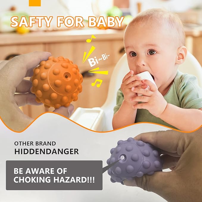 Balls for Toddlers 1-3 Baby Sensory Toys, Montessori Toys for Babies 6-12 Months Baby Toys, Sensory Ball BPA Free Teething Gift Toddler Balls Bath Toys with Bright Color Multi Textured-CubbioJoy