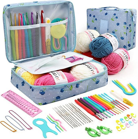 ARMINACO Crochet Kit for Beginners & Adults – 59pcs Complete Starter Set with Ergonomic Hooks (0.6-6.0mm), Yarn, Tools & Travel Bag – Craft Gift for Women, Teens & Seniors-CubbioJoy