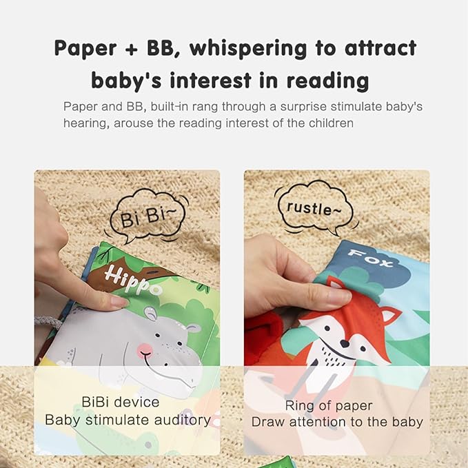 BARMACO Baby Soft Touch and Feel Crinkle Cloth Books for Infants & Toddlers, Learning Toys, Early Development Interactive Sensory Toys, Ocean Animal Tails, Gifts for Boys & Girls-CubbioJoy