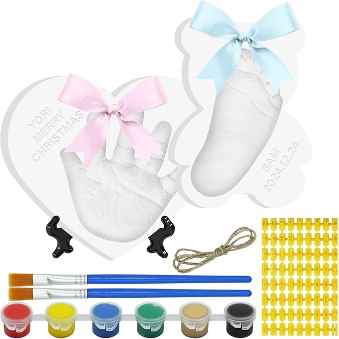 Baby Handprint Footprint Keepsake Ornament Kit, Personalized Baby Foot Printing Kit for Newborn Clay Impression Handmade DIY Imagination to Create-CubbioJoy