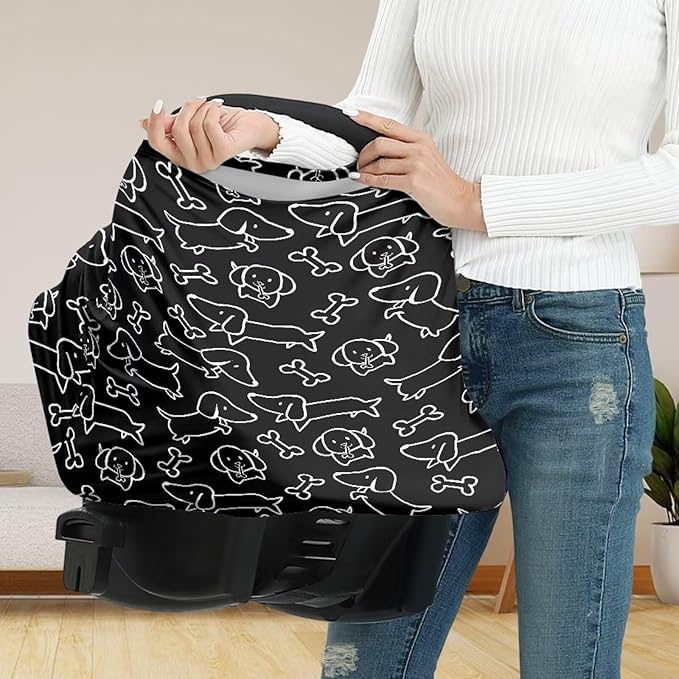 Binienty Dachshund Print Car Seat Cover for Babies Multi Use Nursing Cover for Newborn Boys Girls Soft Breathable Newborn Carrier/Stroller/Shopping Car-CubbioJoy