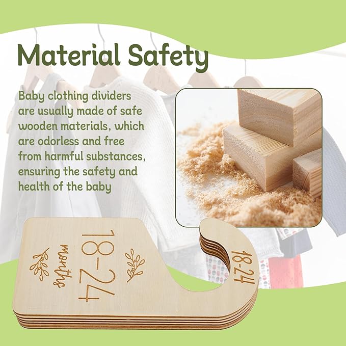 16Pcs Baby Closet Dividers Cute Baby Clothes Organizer Double Face Baby Closet Organizer for Clothes Organizer Wooden Baby Closet Dividers for Infant to Toddler-CubbioJoy