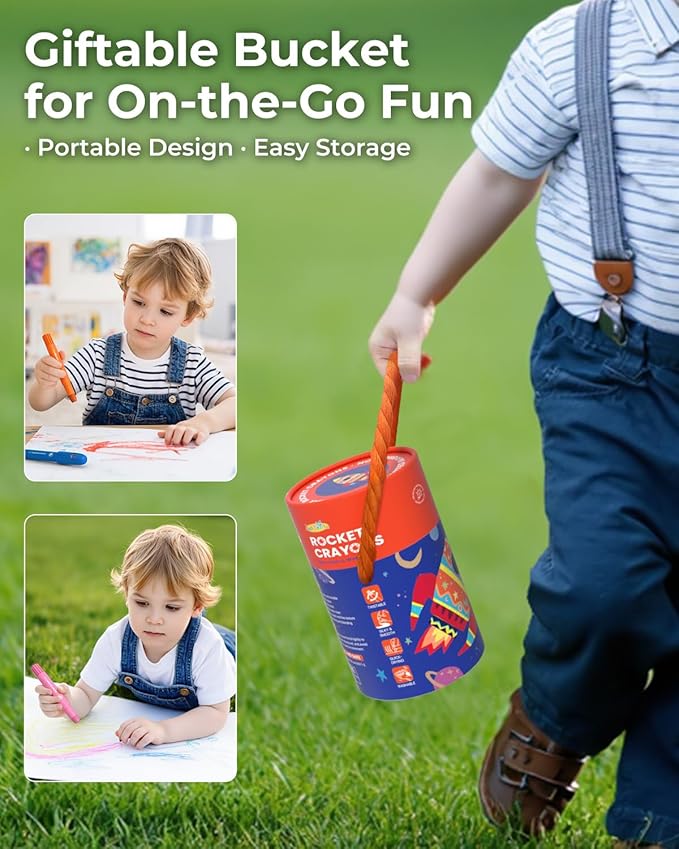 18 Colors Twist Crayons for Toddlers 1-3, Non-Toxic Washable Crayons for Ages 4-8 with Storage Bucket, Ultra-Silky and Easy to Hold Art Supplies, Ideal Coloring Gift for Boys and Girls-CubbioJoy