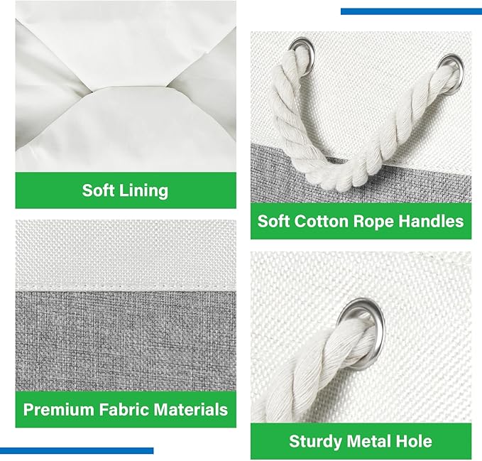 Bidtakay Large Storage Baskets for Organizing 3-Pack Fabric Closet Organizers Storage Bins with Handles 16x11.8x11.8 In Collapsible Baskets for Shelves Cloth Home Organization L-White&Grey-CubbioJoy