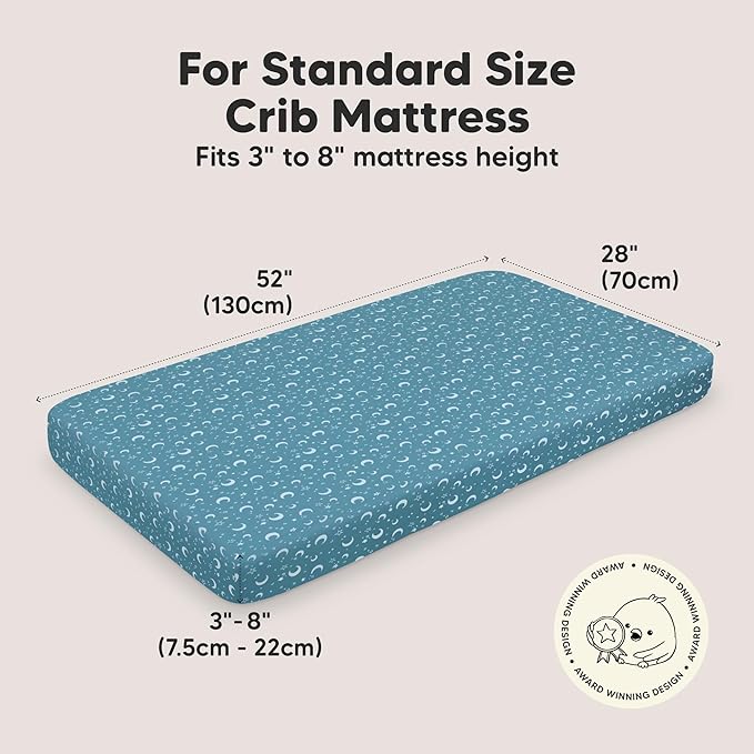 KeaBabies 2-Pack Organic Crib Sheets for Boys, Girls - 52x28 Fitted Crib Mattress Sheet Neutral, Breathable Jersey Cotton Cover for Baby Bed, Toddler Mattress, Soft & Cute Prints (Dragon Tale)-CubbioJoy