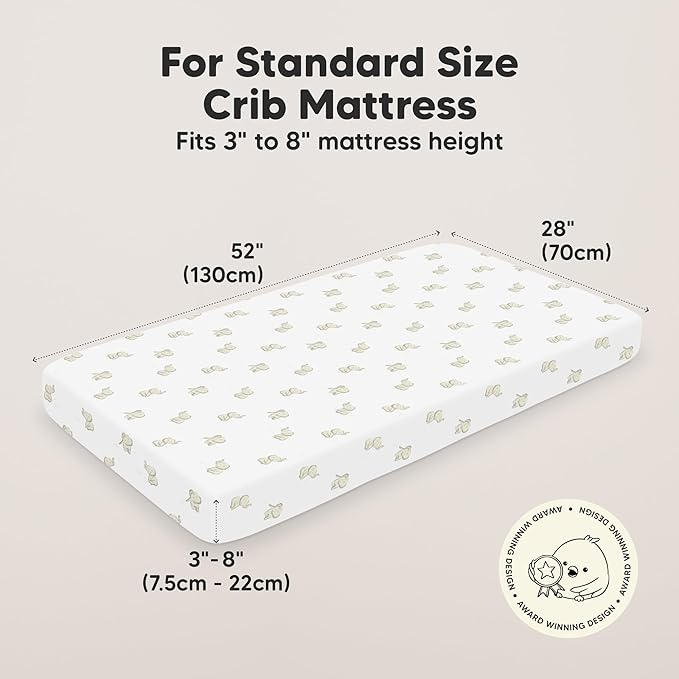 KeaBabies 2-Pack Organic Crib Sheets for Boys, Girls - 52x28 Fitted Crib Mattress Sheet Neutral, Breathable Jersey Cotton Cover for Baby Bed, Toddler Mattress, Soft & Cute Prints (Elly)-CubbioJoy