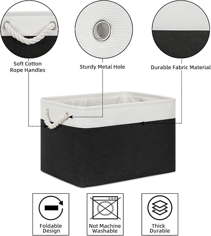 Bidtakay Black Storage Baskets for Shelves [3-pack] Collapsible Organizer Baskets for Laundry Storage 15 X 11 X 9.5 Inches Dog Toy Bins Fabric Storage Bins for Bedroom Home Storage-CubbioJoy