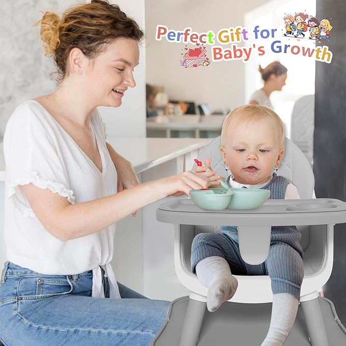 6 in 1 Baby High Chair for Babies and Toddlers, Booster Seat, Kids Learning Table & Chair (Grey)-CubbioJoy