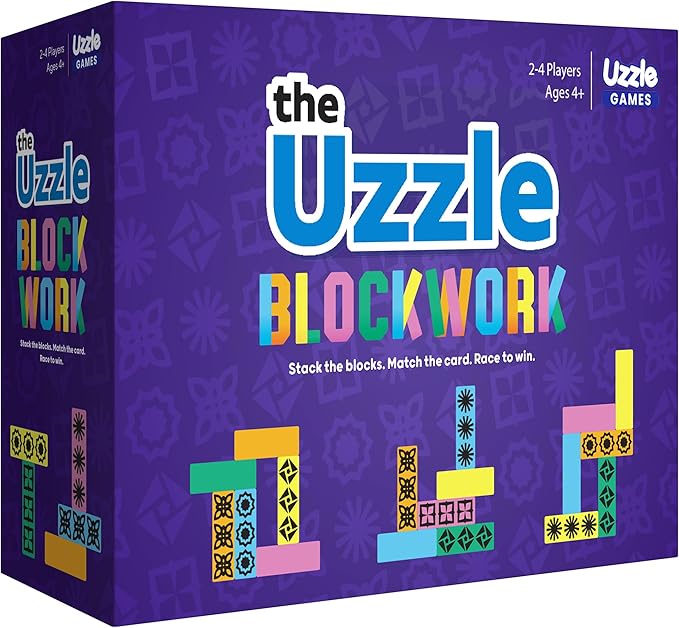 Blockwork by Uzzle Games - Fast-Paced Family Board Game - Multiple Difficulty Levels - Enjoyable and Challenging Puzzle Game – 2 to 4 Players – A Complete Family Night Fun Package - for Ages 4+-CubbioJoy