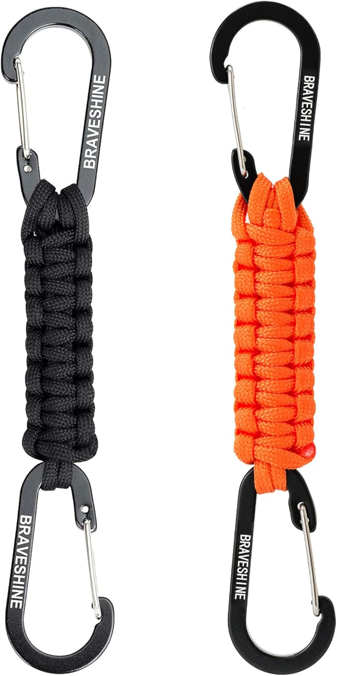 BRAVESHINE Paracord Keychain Carabiner Clip, D Ring Lanyard Hanger Stroller Hook for Water Bottle, Key, Backpacks, Men, Women-CubbioJoy
