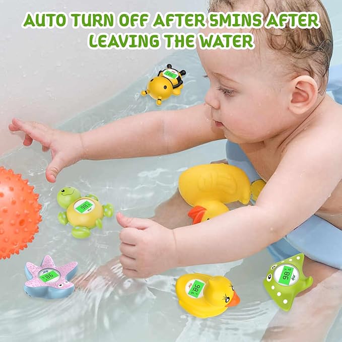 Baby Bath Thermometer, Digital Water Temperature Thermometers with 3 Color Backlit and Temperature Warning, Safety Bath Tube Thermometers Floating Toy for Infant, Toddler-CubbioJoy