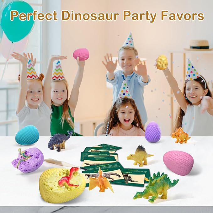 Dino Fossil Eggs Dinosaur Toys - 12 Dinosaur Eggs Dig Excavation Kit w Play Mat for Kids Ages 5-7 Easter Basket Essentials STEM Toy Christmas Birthday Gift for Boys Girls 3 4 5 6 7 8 + 8-13 Years Old-CubbioJoy