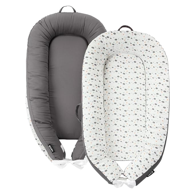 JOLLITO Baby Lounger for Baby Girls & Boys, Infant Lounger Cover, Newborn Essentials for Baby 0-12 Months, Baby Play Mat,100% Cotton Breathable, Portable Travel, Babies Essentials Gifts-CubbioJoy