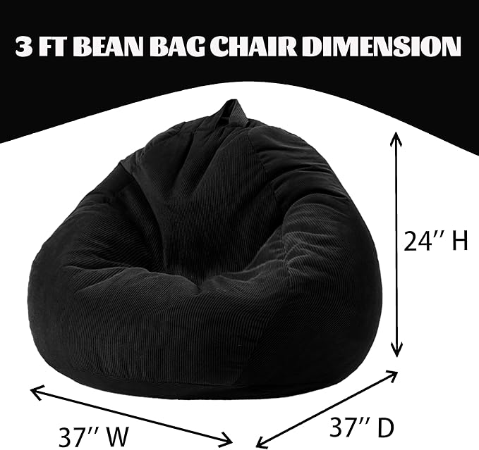 Bean Bag Chairs for Kids Chair Round Sofa Memory Foam Filling Reading Gaming Sofa for Living Room Bedroom-CubbioJoy