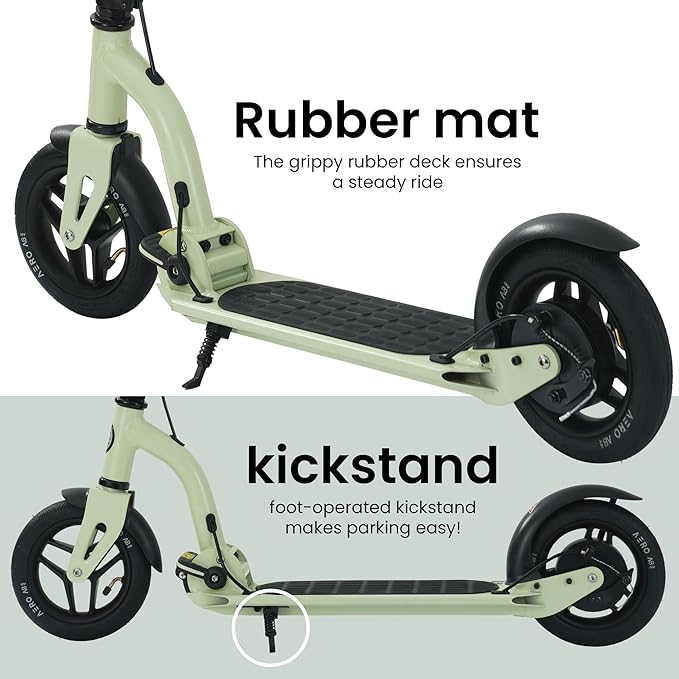 Aero Big Wheels Kick Scooter for Kids 6+, Teens & Adults | Light Up Wheels, Hand Brake, Rubber Deck Mat & Shock Absorption | Foldable & Height Adjustable-CubbioJoy