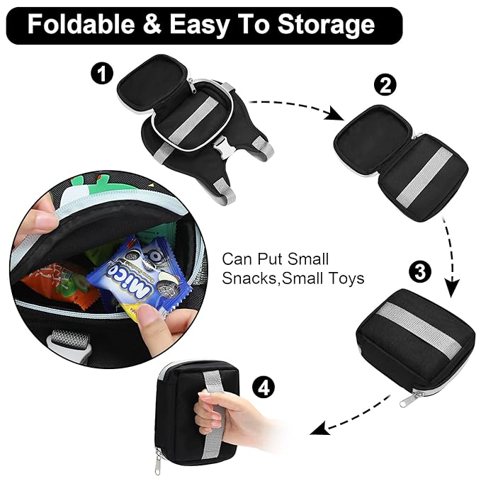 Accmor Toddler Harness Leash+ Reflective Anti Lost Wrist Link, Cute Dinosaur Kids Harness with Leash, Foldable Child Harness Baby Leash Boys Walking Wristband Assistant Belt for Outdoor Travel-CubbioJoy